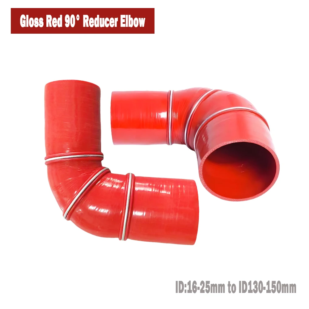 

Gloss Red 90° 90 Degree Reducer Elbow Intercooler Tube Pipe Turbo Intake Pipe ID16-25mm to ID130-150mm silicone tube elbow