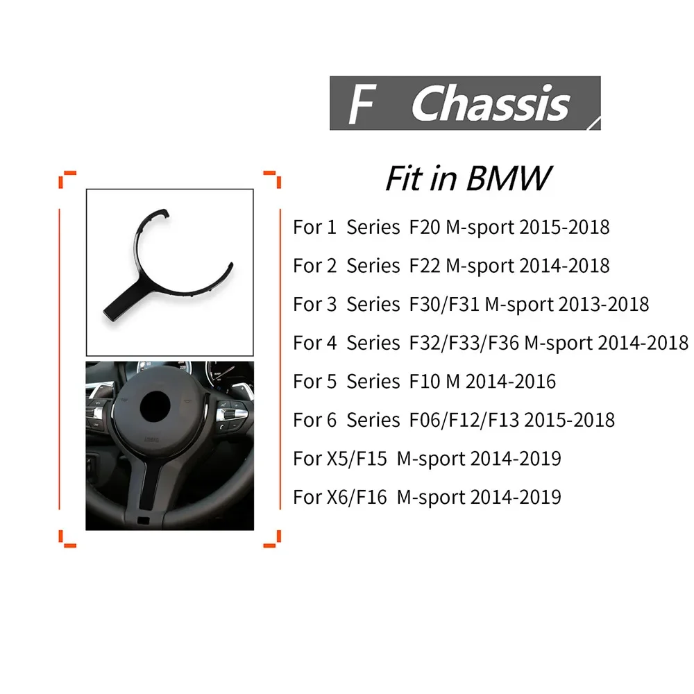 M Sport Steering Wheel Trim For BMW F20 F22 F30 F31 F32 F33 F35 F36 F10 F06 F12 F13 F15 F16 Replacement  Carbon Fiber 550D 328M