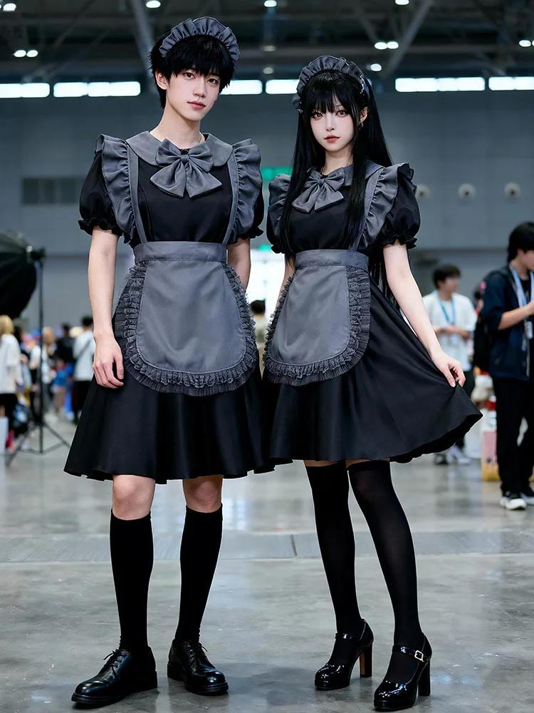 

Cute Bla Doll Collar Splice Dr Lace Trim Apron Women's Clothing New Lovely Girl Sweet Fem Servant Dr