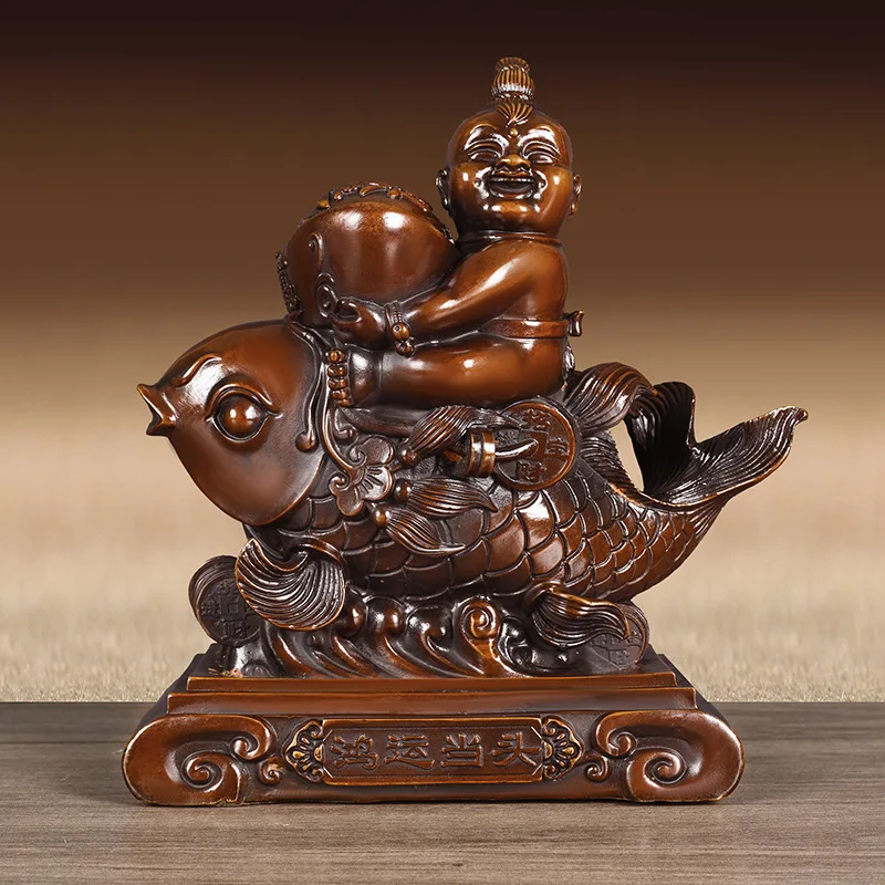 Copper Boys and Girls Ornaments Annual Fish Opportunity Knocks Ingot Scatophagus Argus Home Store Cornucopia Decoration