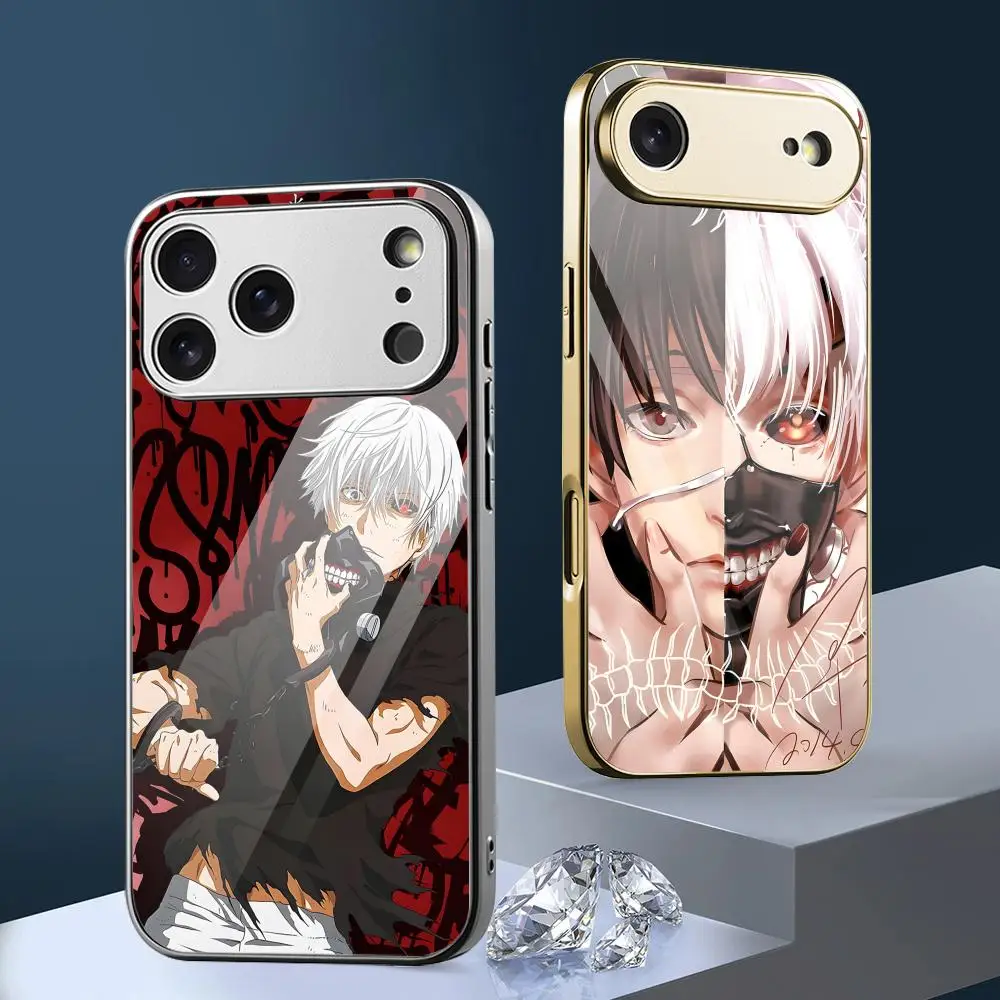 Coque de téléphone Tokyo Ghoul Anime pour iPhone 17 16 15 14 13 12 Pro Max Plus, pare-chocs en métal électroplaqué antichoc
