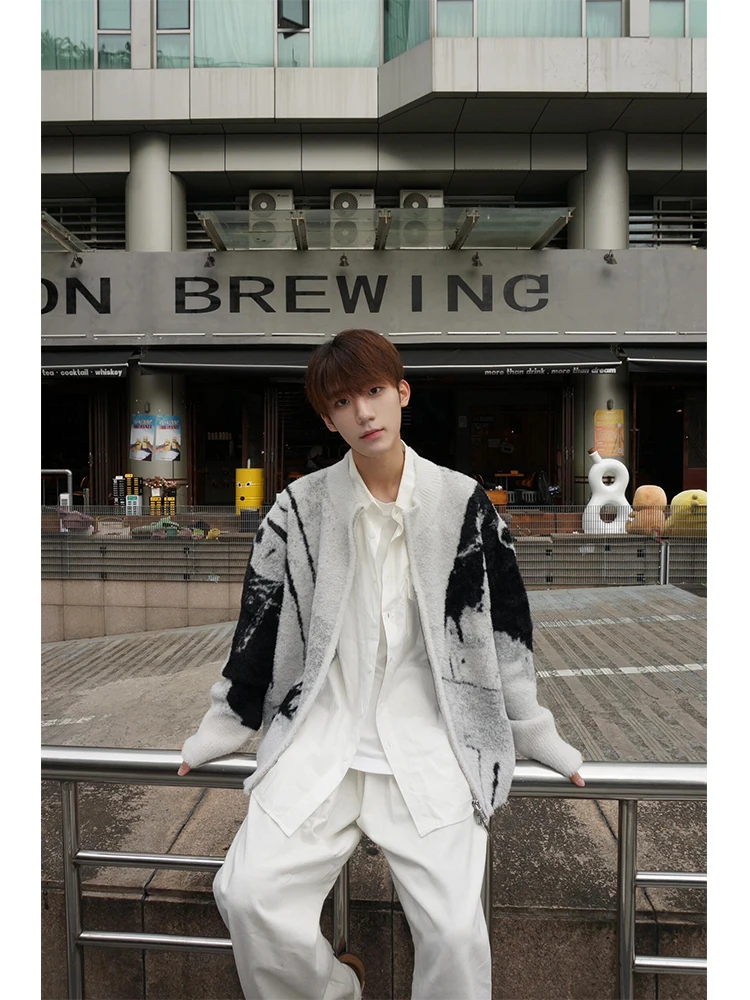 

Мужской вязаный кардиган Laid-ba Sle: осенне-зимний, с градиентным окрашиванием тай-дай, модный брендовый трикотаж для пар