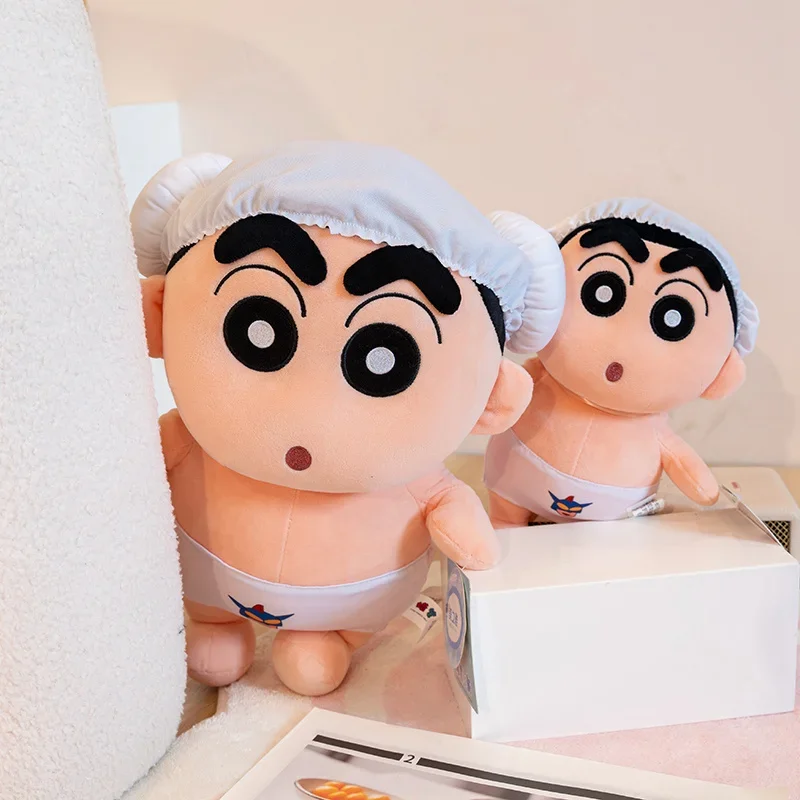 Gorro de baño Crayon Shin Chan de 25/40cm, juguete de peluche con ropa interior, muñeco de figura de peluche de dibujos animados, regalo de Anime suave para colección de niñas y niños