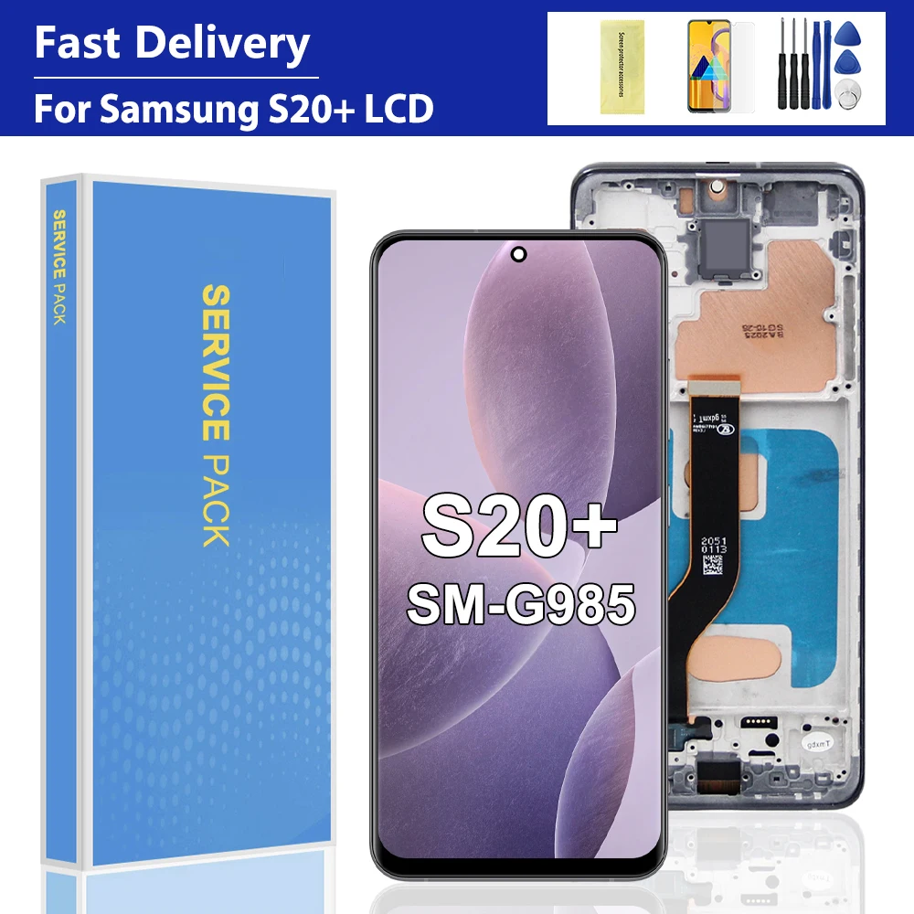 samsung-s20-plus-s20-g985-g986-tft品質lcdディスプレイ（フレーム付き）タッチスクリーンアセンブリデジタイザー交換修理部品