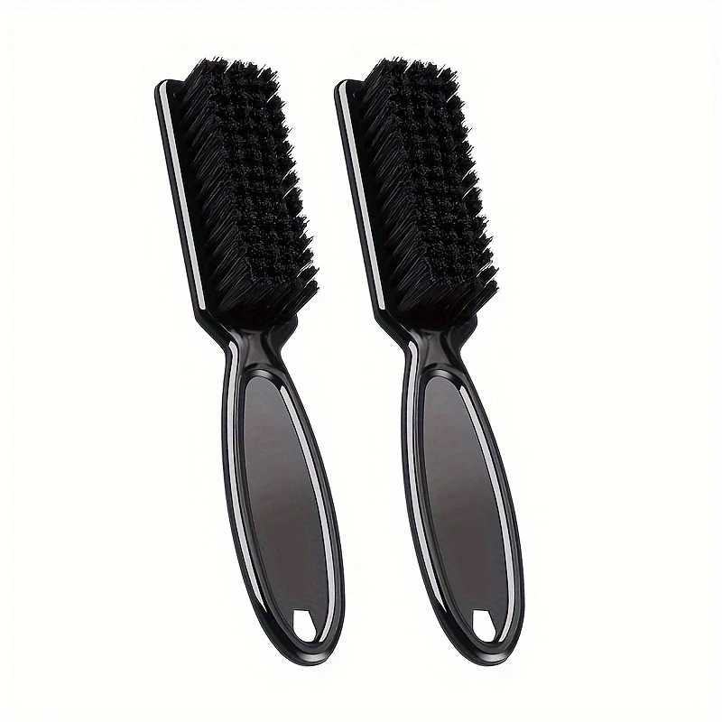 2Pcs Barber Neck Duster Brush Sets Plastic Handle Hairdressing Soft Hair Cleaning Brush Head Shape Carving Cleaning Brush