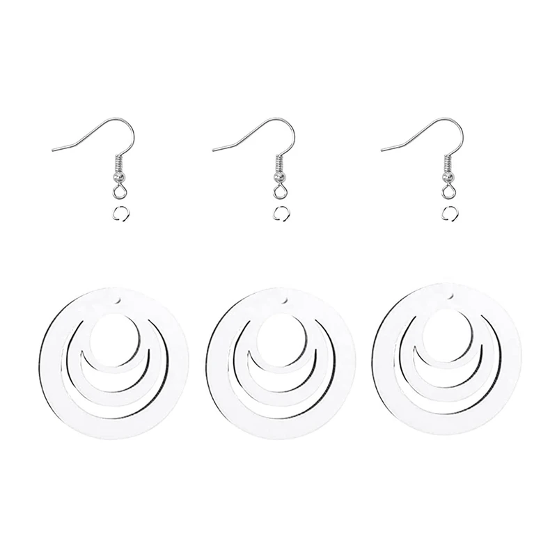 30Pcs Sublimation Blanks Earring Double Side Blank Heat Transfer Wood Earrings With Ear Hooks Jump Rings For DIY Jewelry