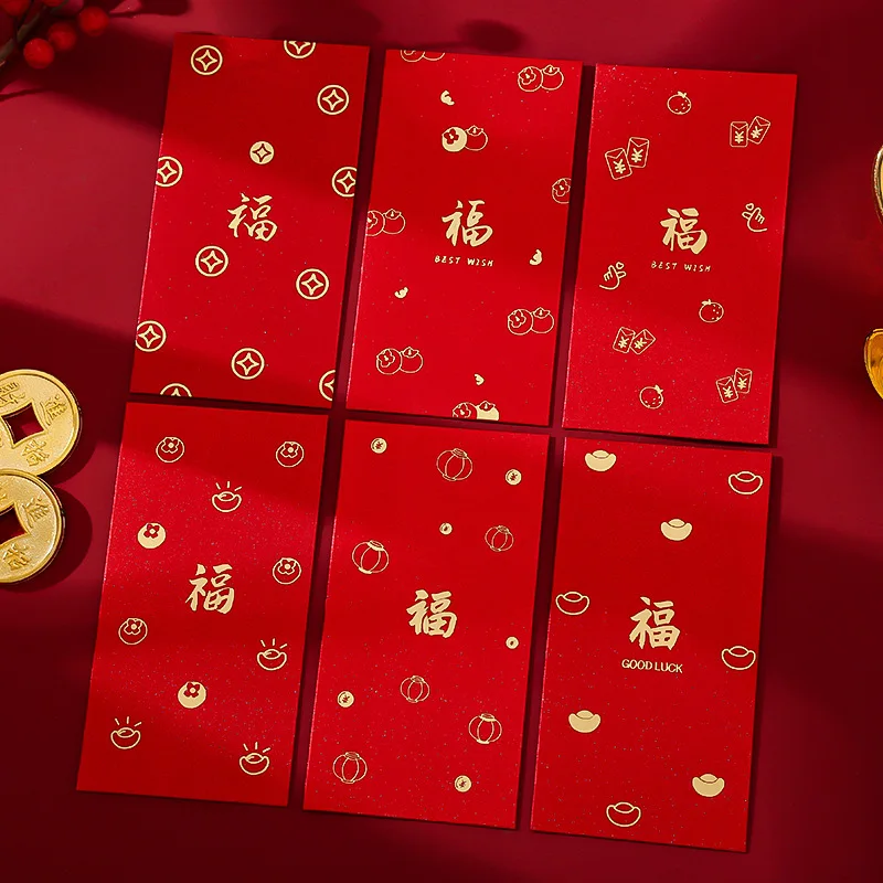 

6Pcs Red Packet Bag Red Envelope Bag Year Of The Dragon Cartoon 2024 New Year Spring Festival Red Packet Year Chinese Lunar Year