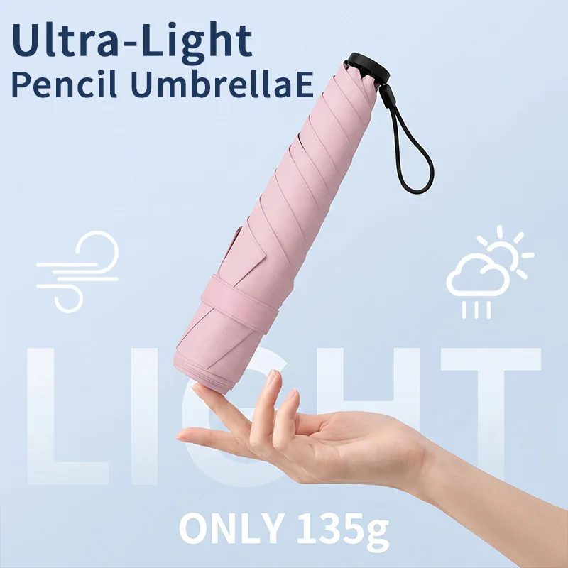 Japanese Ultra-light Portable Pencil Umbrella Vinyl Sunscreen Sun UV Parasol Mini Pocket Folding Rain Umbrella for Women