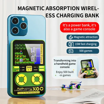 DY09 magnetic wireless charger pocket game console support MagSafe wireless charging 15W fast charging 500 retro games