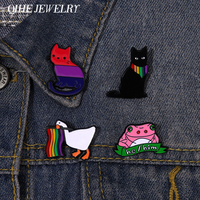 Rainbow Animal Enamel Pin Funny Badge Goose Cat LGBT Frog He Him Brooch Metal Lapel Sweater Backpack Scarf Gift Wholesale