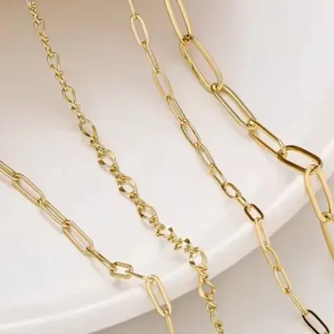 14K Gold Plated Rectangular Oval O Chain DIY Bracelet Necklace Accessories Jewelry Loose Material