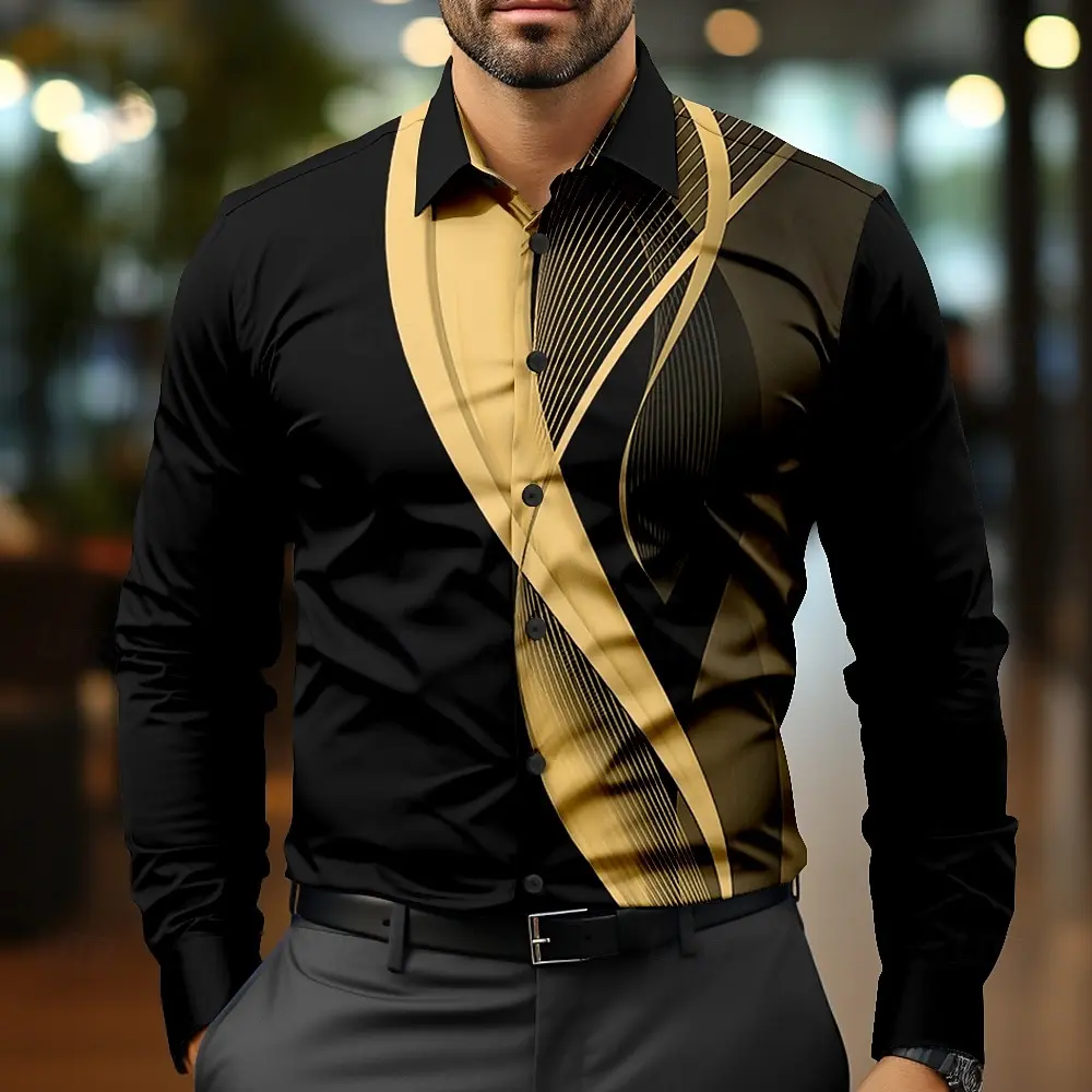 Men\'s Shirt Autumn Long Sleeve Shirts For Men 3d Printed Tops Street Fashion Casual Oversized Man Clothing Business Black Shirts