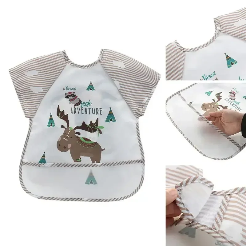 

0-3Y Boys Girls Burp Clothes Baby Cartoon Sleeveless Waterproof Eating Smock Infant Toddler Art Apron Animal Smock Soft Baby Bib