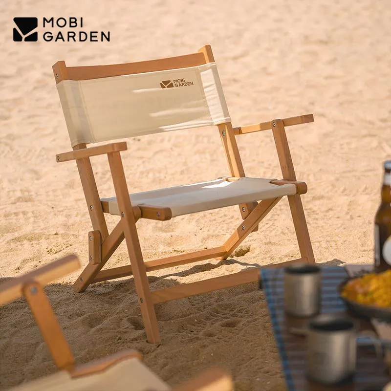 

Складное кресло MOBI GARDEN для кемпинга и рыбалки, портативное, прочное, одноместное, для отдыха, из массива дерева, низкое, для улицы