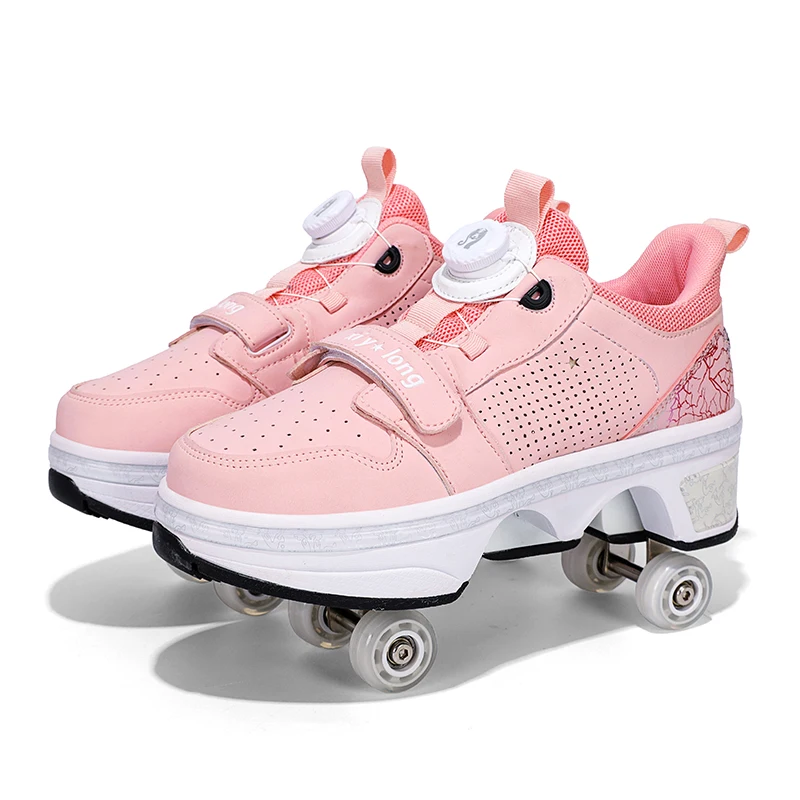 Sepatu Roller Skate bernapas 4 roda Unisex, sneaker gaya baru warna-warni untuk lelaki