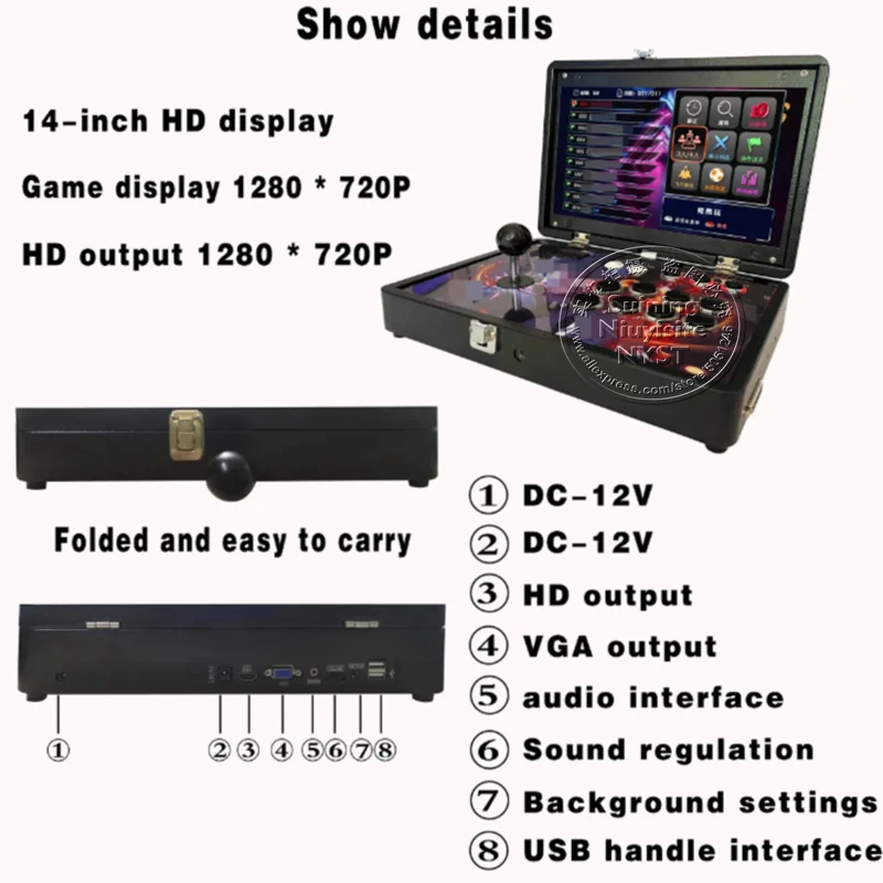 26800 Games English Language 14 Inch Screen Mini Home Joystick Arcade Game Box Console Portable Folding Video Fighting Machine