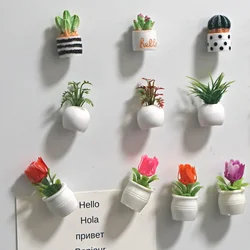 4-5pcs Cactus frigorifero magnete pianta e fiore frigorifero adesivo magnetico 3D carino erba messaggio bordo promemoria decorazione della casa