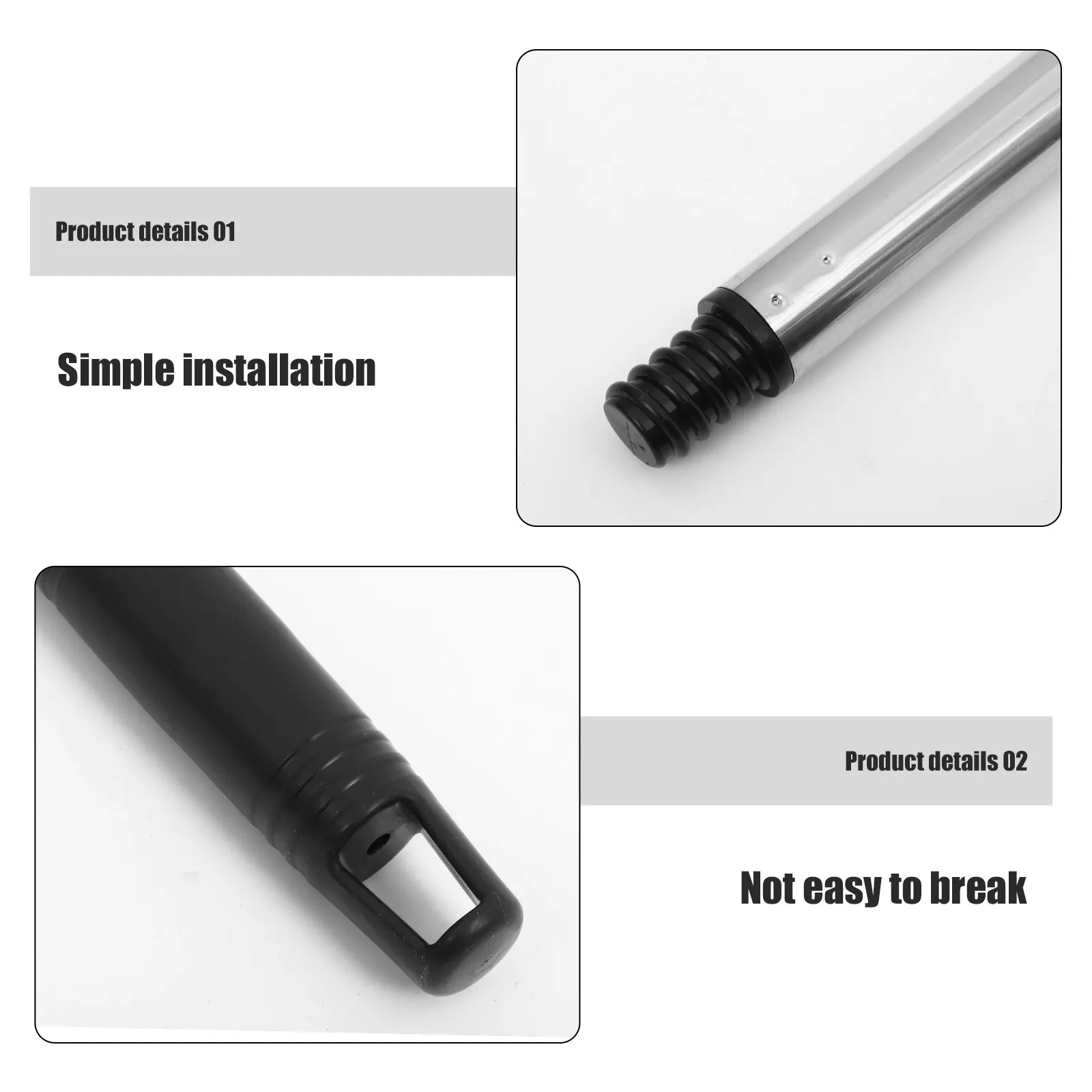 Threaded End Stainless Steel Mop Handle 4 Section Telescoping Pole Household Cleaning Mop Stick Replacement Telescoping Pole