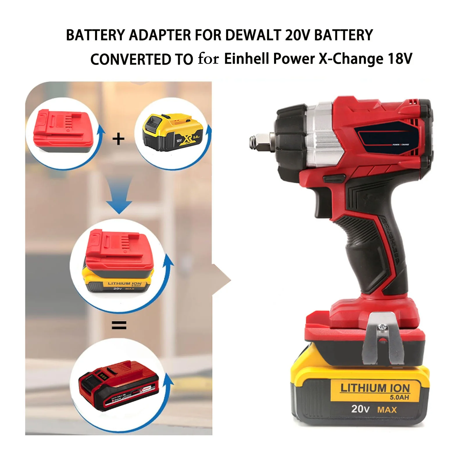 

Адаптер-преобразователь для Dewalt DCB200 DCB201 DCB203 20 В MAX аккумулятор для Einhell Power X-Change 18 В инструменты