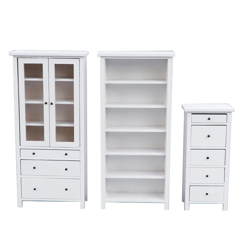 1:12 cena em miniatura branco estante armário de vidro cômoda ob11 bjd casa de boneca acessórios criativos brinquedos requintados