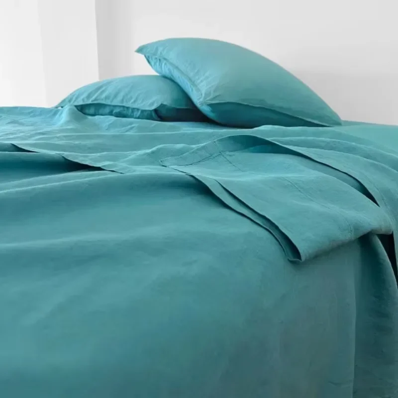 Oeko-tex custom color 100% french linen bedding pure flax linen bedding set duvet cover stone washed bedsheet set comforter set