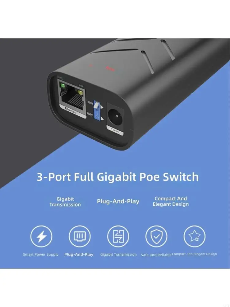 オフィスおよび家庭用83cfのための3ポートおよび250m伝送が付いている3ポート-ギガビットpoeネットワーキング-スイッチ