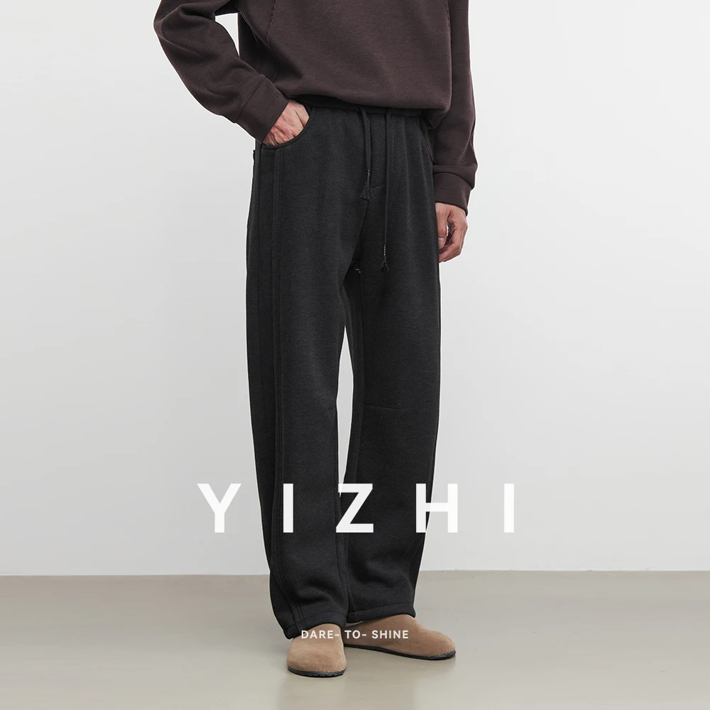 Moda masculina pesado veludo quente calças casuais 2025 outono e inverno novo solto casual malha moda versátil moletom