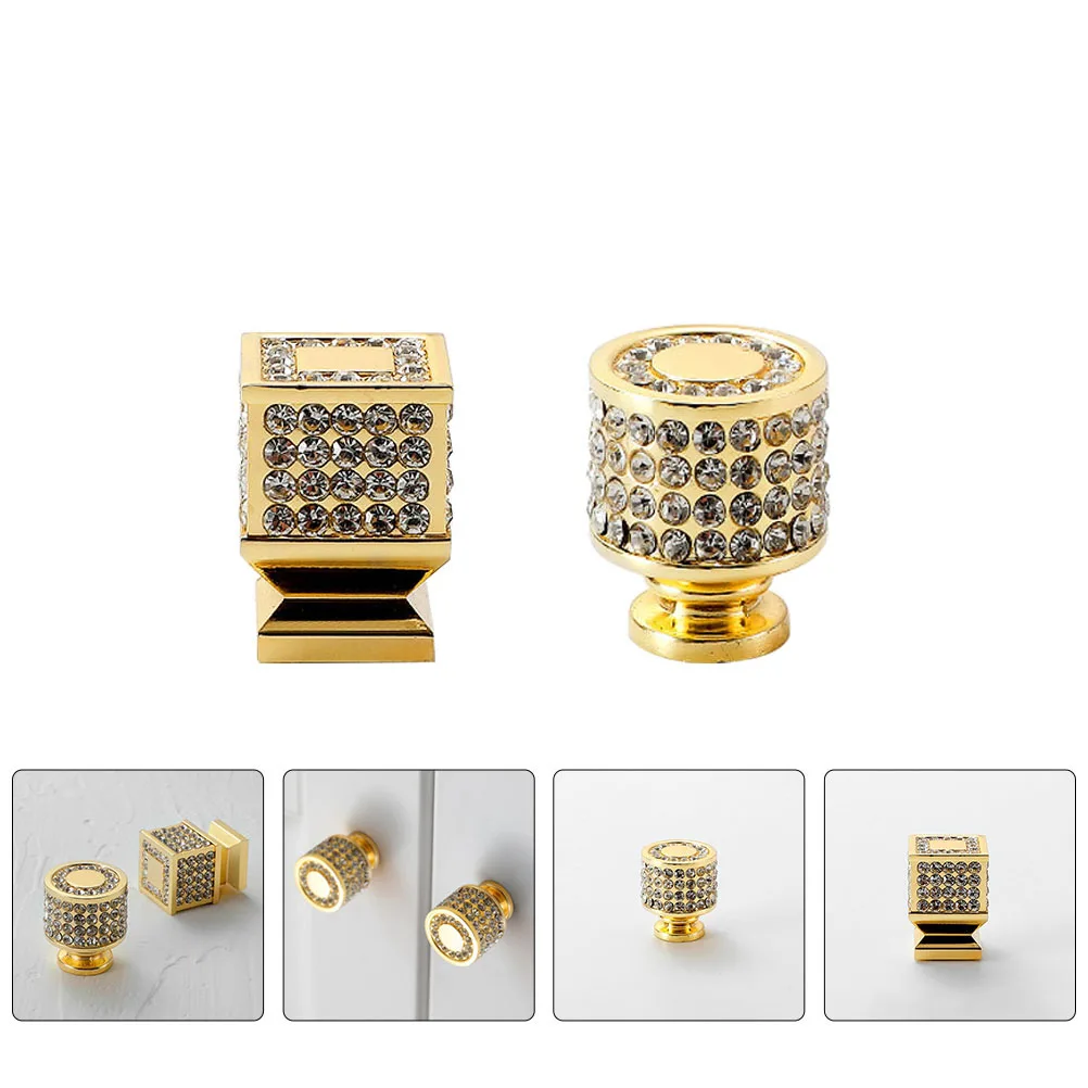 

Pull Diamond Handle Wardrobe Cabinet Door Metal Golden Zinc Alloy Kitchen Knobs