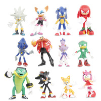 NEW Anime Sonic PVC Character Toy Hedgehog Shadow Tail Figure Model Dolls Children Animal Toy 12pcs/Set  Birthday Gifts 6cm