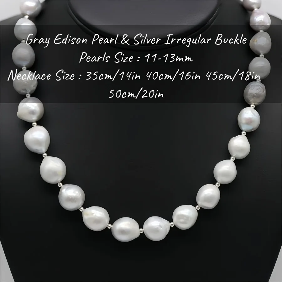 MYSOYA 11-13 مللي متر قلادة لؤلؤ المياه العذبة الرمادية اديسون مع صندوق هدايا هدية مثالية لحفلات الزفاف وأعياد الميلاد وعيد الميلاد والعام الجديد