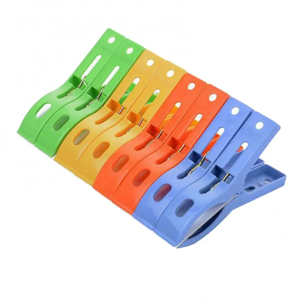 Non-slip Windproof Clips 8 Pcs Clothes Drying Bath Towel Quilt Clamp Hanger Large Spring Beach Towel Large Chair Colorful