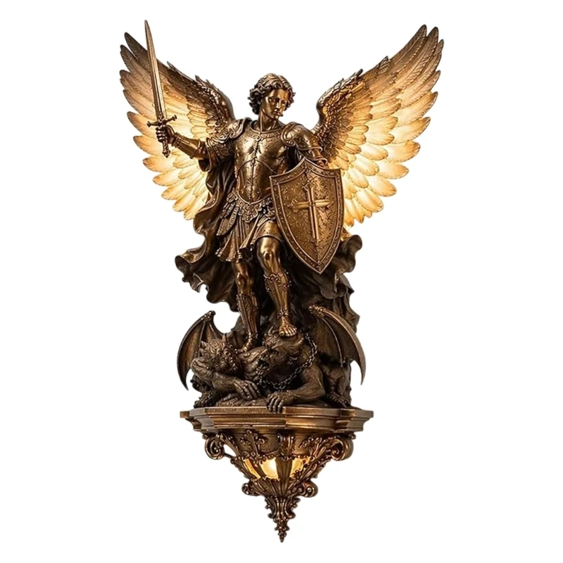 Archangel Wall Sconce Resin Religious Light With Bronze Finish