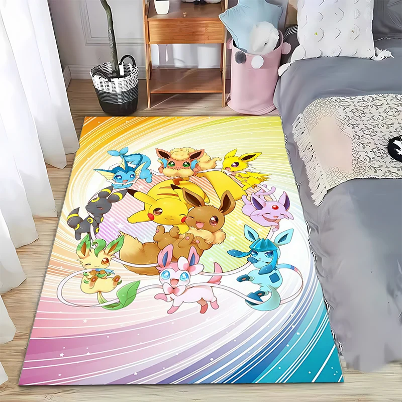 Japanese Anime Pokemon Pikachu Eevee Large Area Rug 3D Carpet Home for Living Room Kids Bedroom Sofa Doormat Children Floor Mats