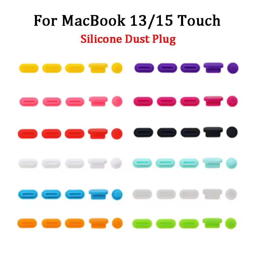 5Pcs/Set Soft Silicon For MacBook Pro13/15 Bar A1706 A1707 A1708 Laptop Dust Plug Port Silicone Anti-dust Plug Protection Cover