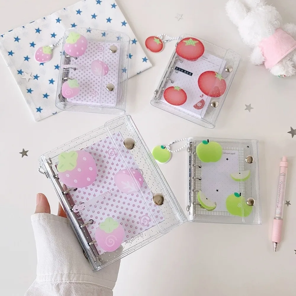 Fruits Korean Style Pocket Planner Strawberries Tomatoes Spiral Bound A7 Notebook PVC Transparent Multi-Purpose Business Memos