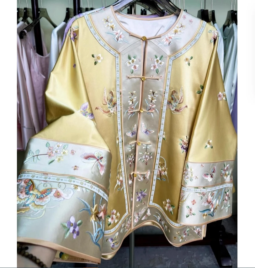 

Новый улучшенный топ в китайском стиле ретро тяжелой промышленности в стиле Тан, легкое роскошное высококачественное пальто в китайском стиле для женщин