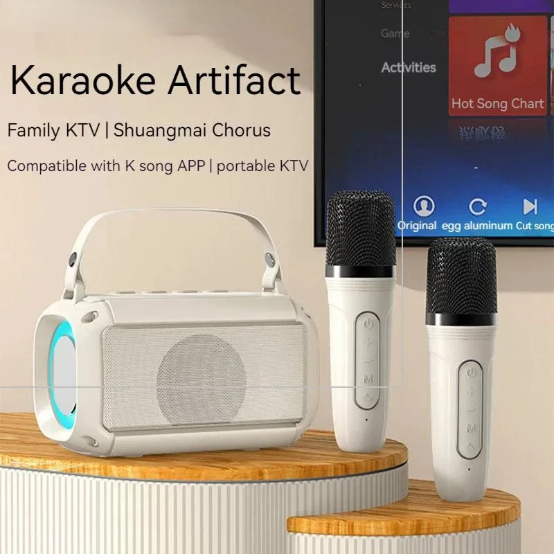 

Home Family Singing Machine Dual Microphone Karaoke Machine Subwoofer Portable Bluetooth PA Speaker System with 1-2 Wireless Mic