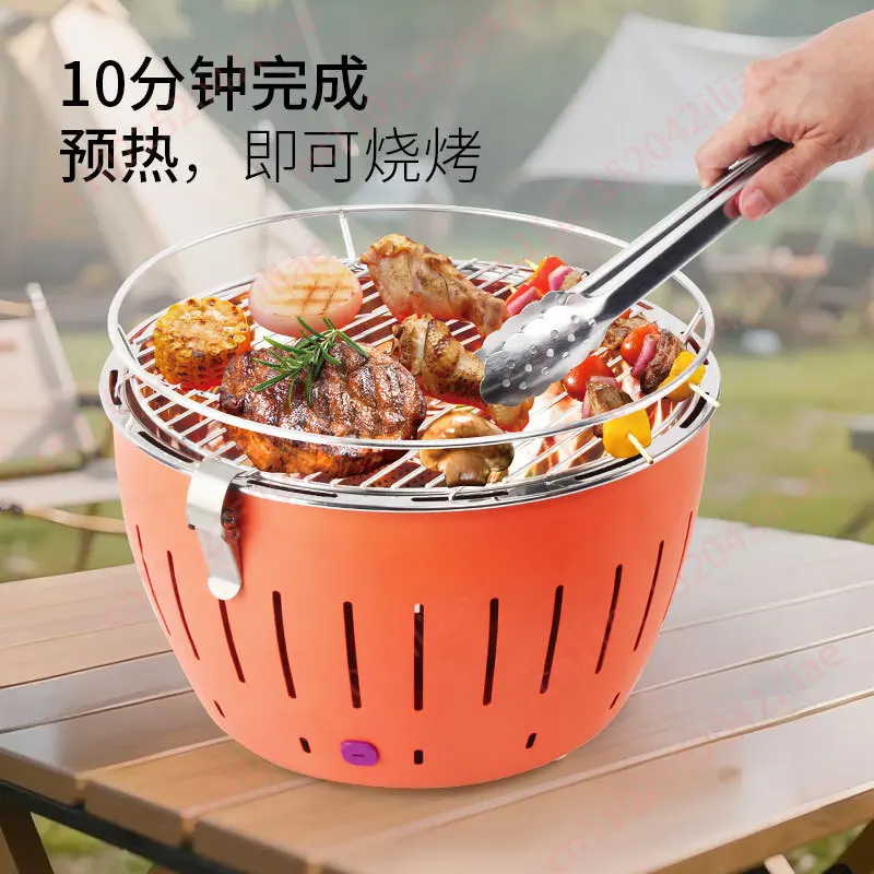 Food Grade 304 Stainless Steel Portable Outdoor Turbine BBQ Grill Household Smokeless BBQ Grill
