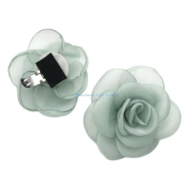 

D5QB Rose Flower Shoe Clips Fabric Flowers Shoe Charm Accessories Fashion Shoes Buckles Sandal Wedding Shoe Ornaments
