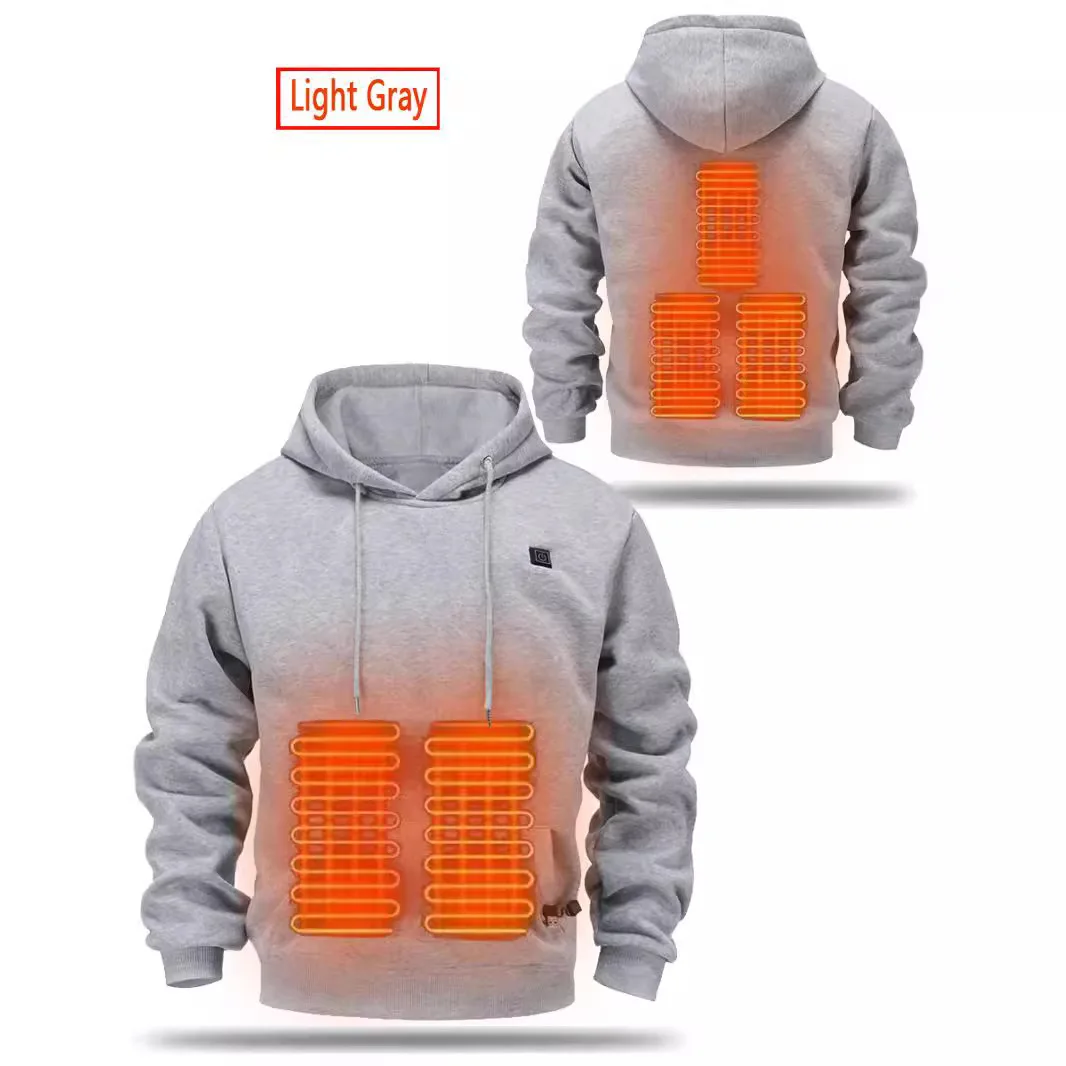 Unisex Winter USB Heated Hoodie - Cotton-Wool Thickened Zipper Pocket Lovers' Heating Casual Hoodies for Cold Weather