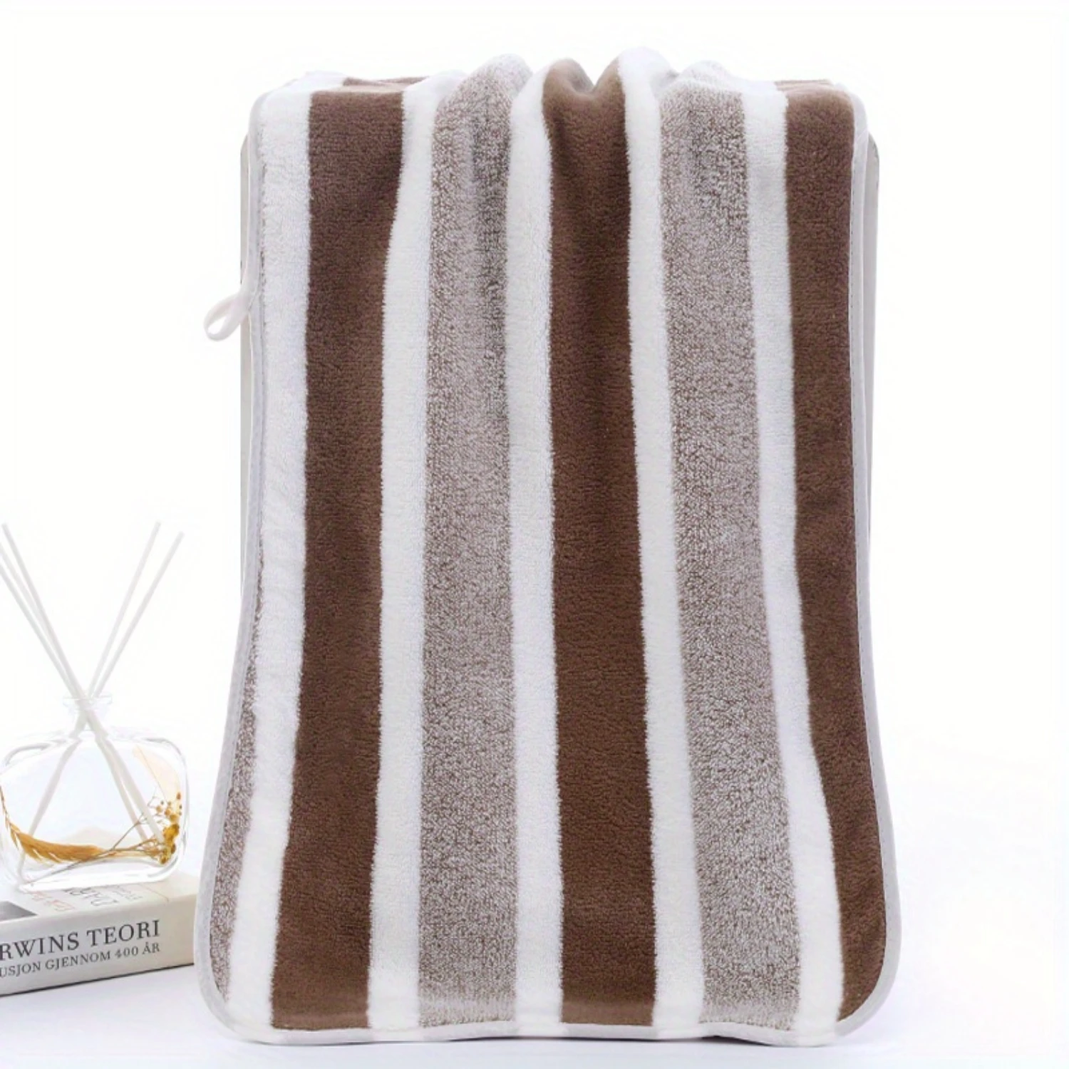 2pcs/set Striped Pattern Bath & Hand Towel Set, Quick Drying, Absorbent, Cotton  Beach & Bathroom Towels,  Accessories