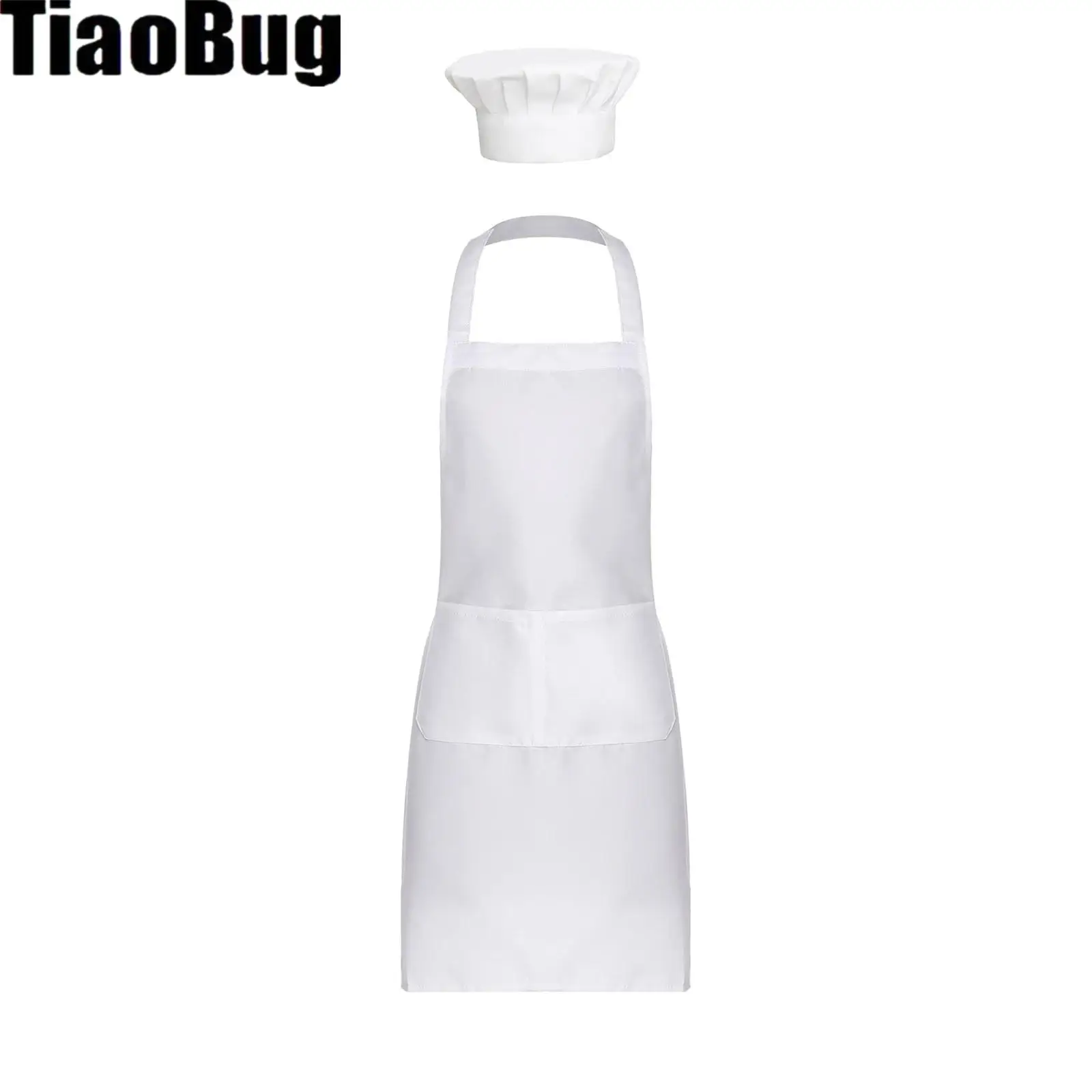 Mens Womens Chef Costume Set Unisex Adult Halter Lace-up Apron with Adjustable Cook Hat for Kitchen Restaurant Hotel Bakeshop
