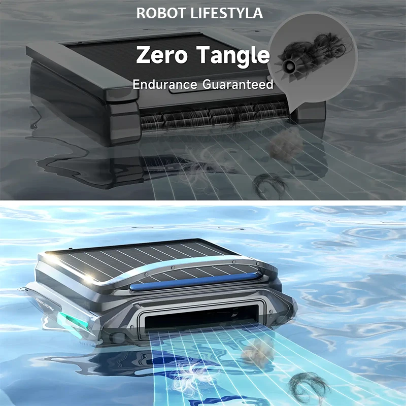 Pool Skimmer F1 Solar Powered Robotic Cleaner, 5200 mAH Lithium Battery,APP Control, 7L Large-Capacity Basket with Fine Filter