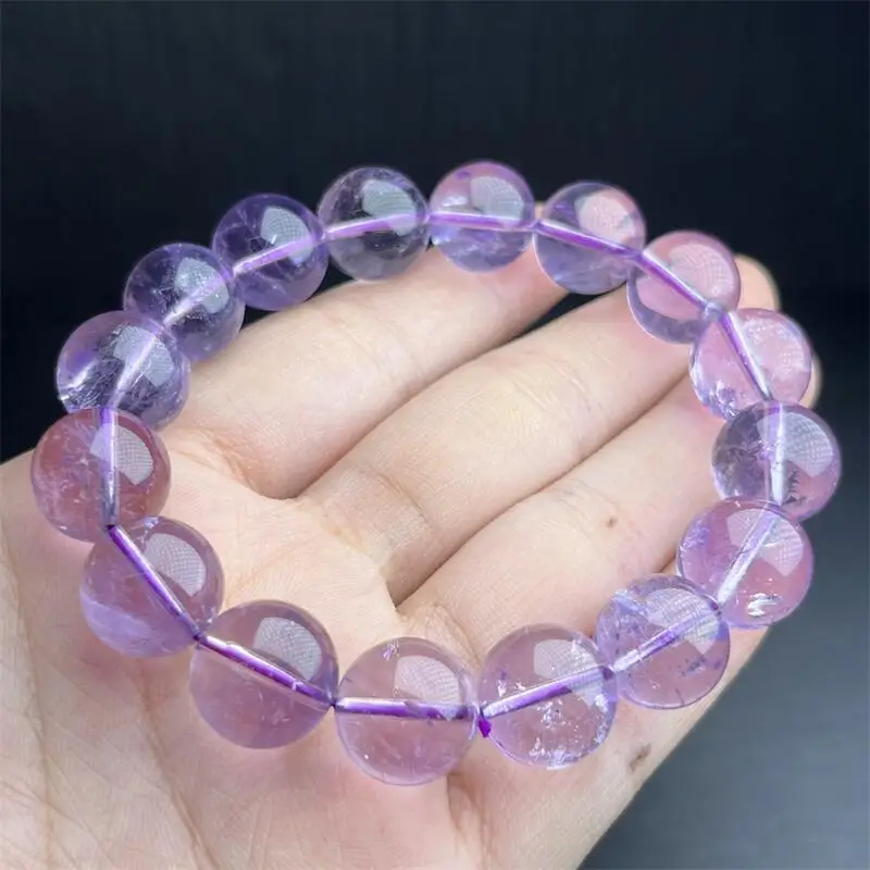 12MM Natural Azeztulite Amethyst Bracelet Crystal Women Fashion Jewelry Single Circle Elastic Rope Bracelet Christmas Gift 1PCS