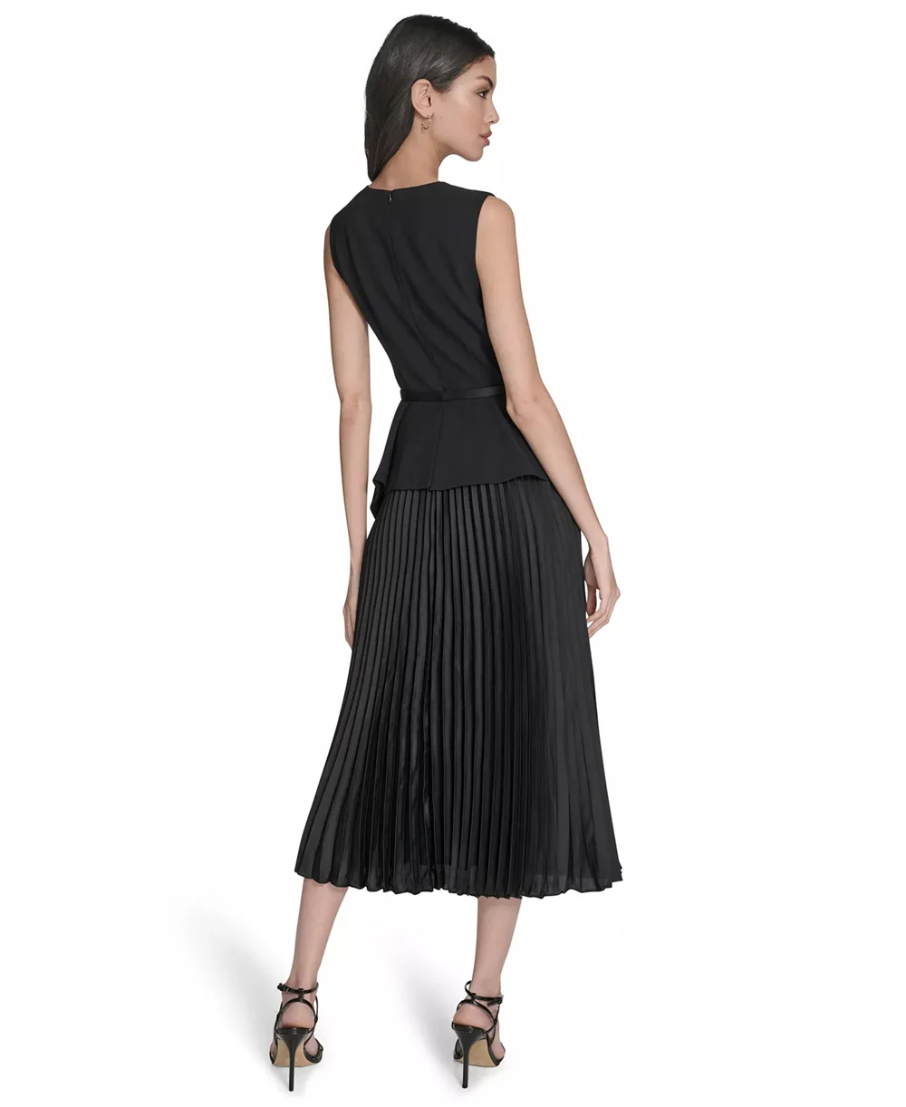 فساتين سهرة نسائية فاخرة 2025 رقبة مستديرة بدون أكمام على شكل حرف a فستان حزام مطوي فساتين حفلات للحفلات الرسمية رداء حفلات #2