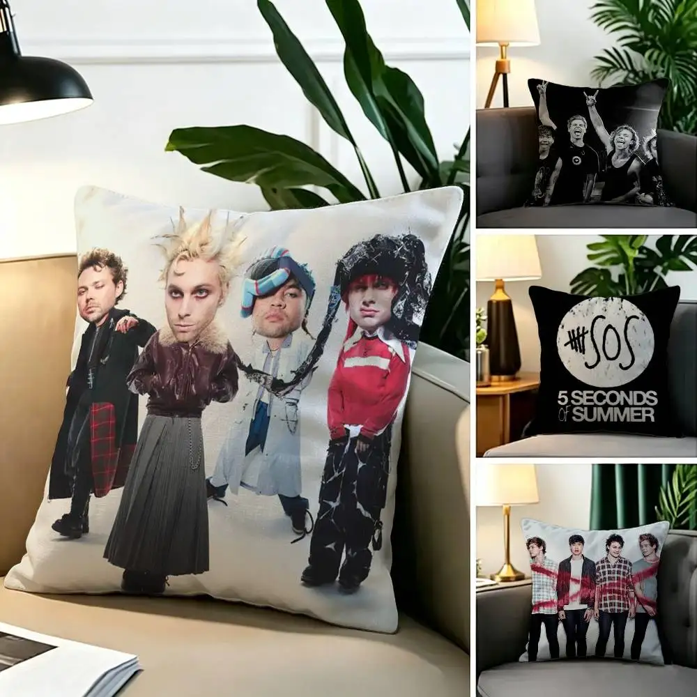 5-Seconds of S-Summers 5SOS  Square Double-Sided printed Pillow Case Bedroom Bedside Pillow Sofa Cushion Cover