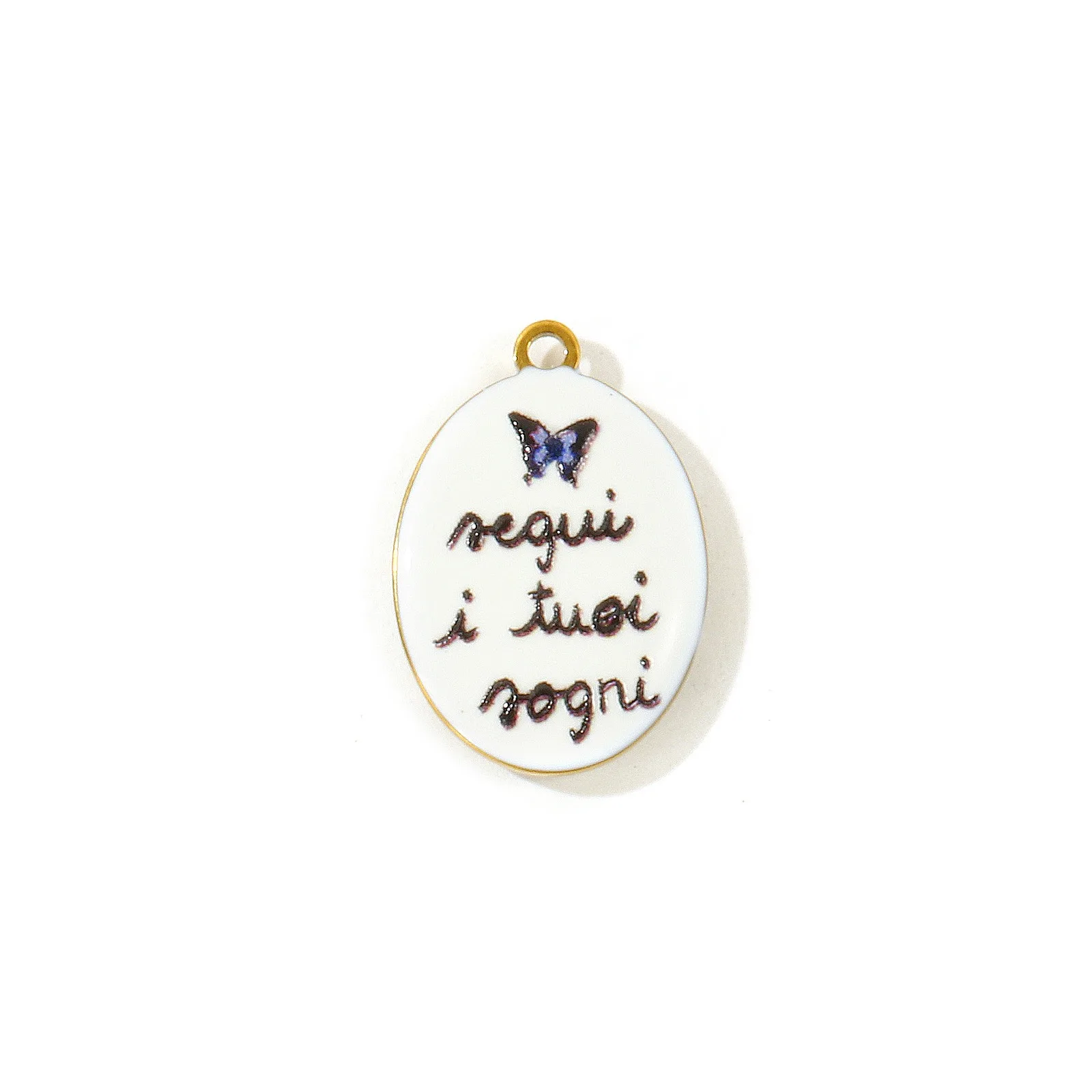 2 Stück Emaille-Anhänger mit beidseitigem Aufdruck, italienische Wörter, „Live now Shine always“, geometrisch, aus Edelstahl 304, zum Basteln. – Detail 4