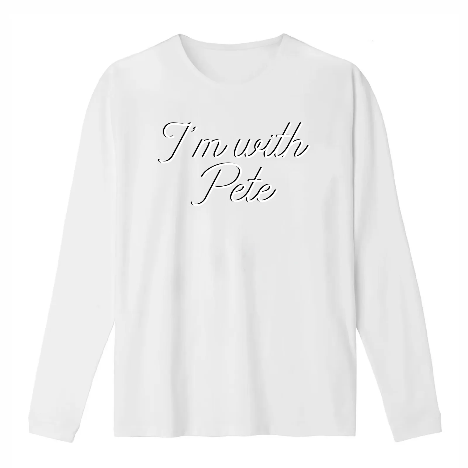 I'm with Pete Mayor Pete Buttigieg in 2020 monoline script text. Pete for America in this presidential race. T-Shirt