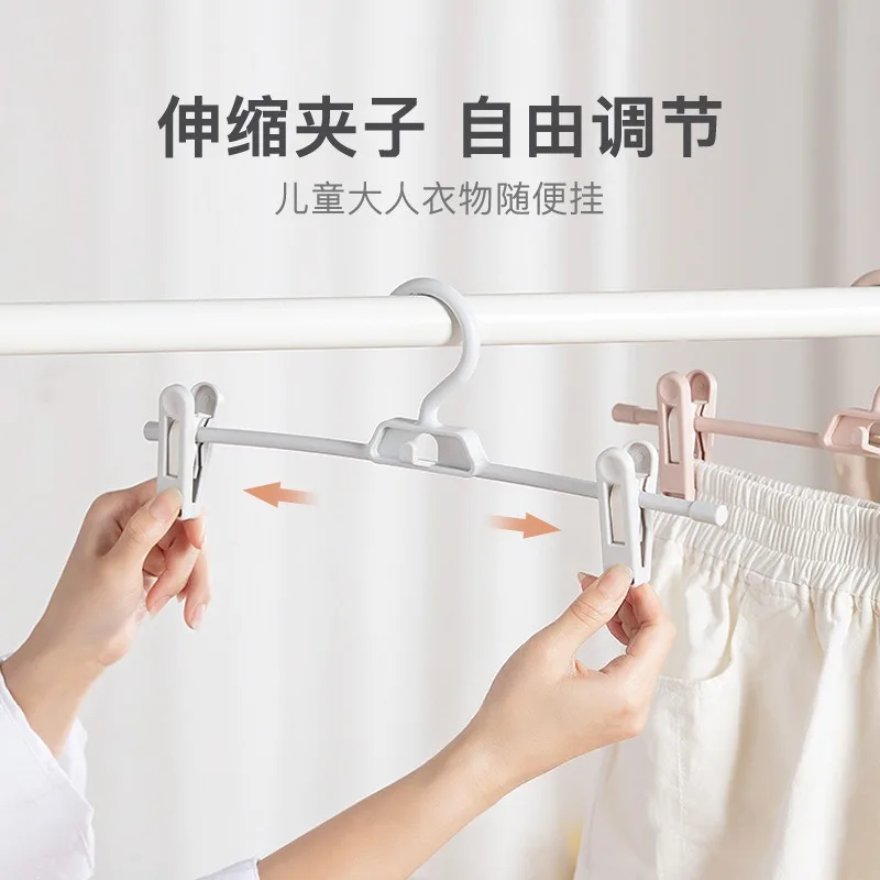 10PCS Double Clip Seamless Plastic Pants Rack Stackable Connected Design Space Saving Closet Organizer For Trousers & Skirts