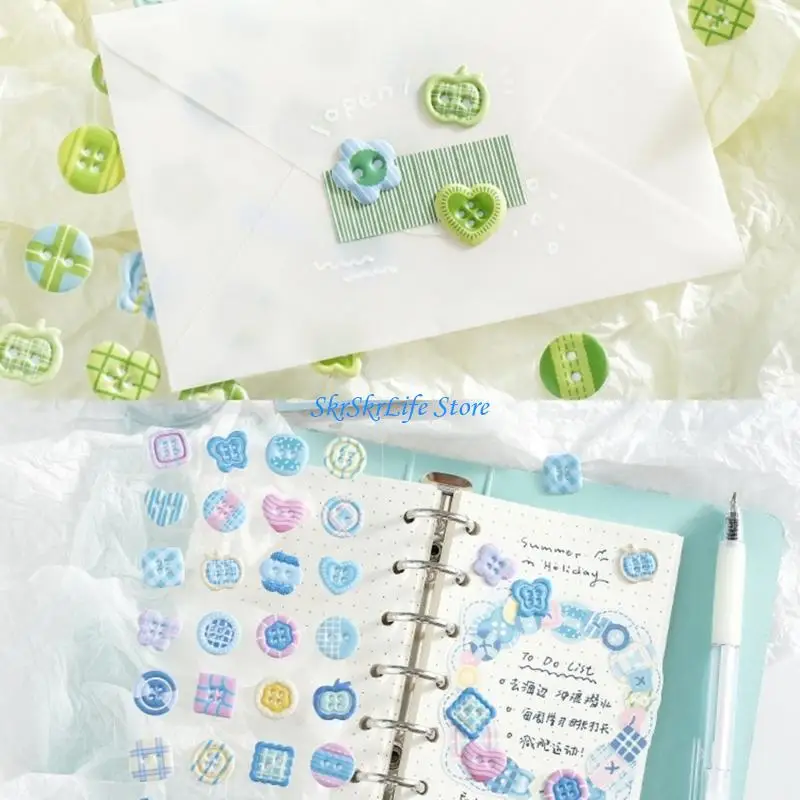 E65E Button Decorative Foam Sticker for Kids Craft Scrapbooking Planner Journals
